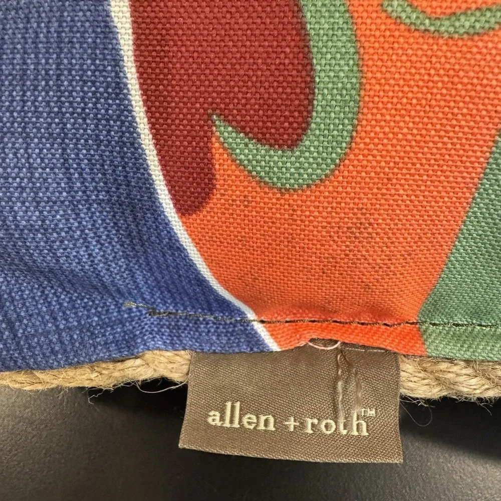 Parrot Outdoor Pillow by‎ Allen & Roth 16x16 Blue with Rope Trim Tropical Bird